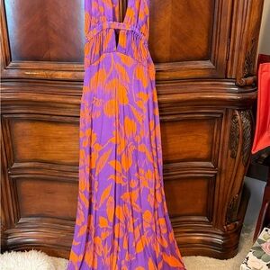 AFRM Elegant Purple and Orange Floral Maxi Dress at Revolve size small